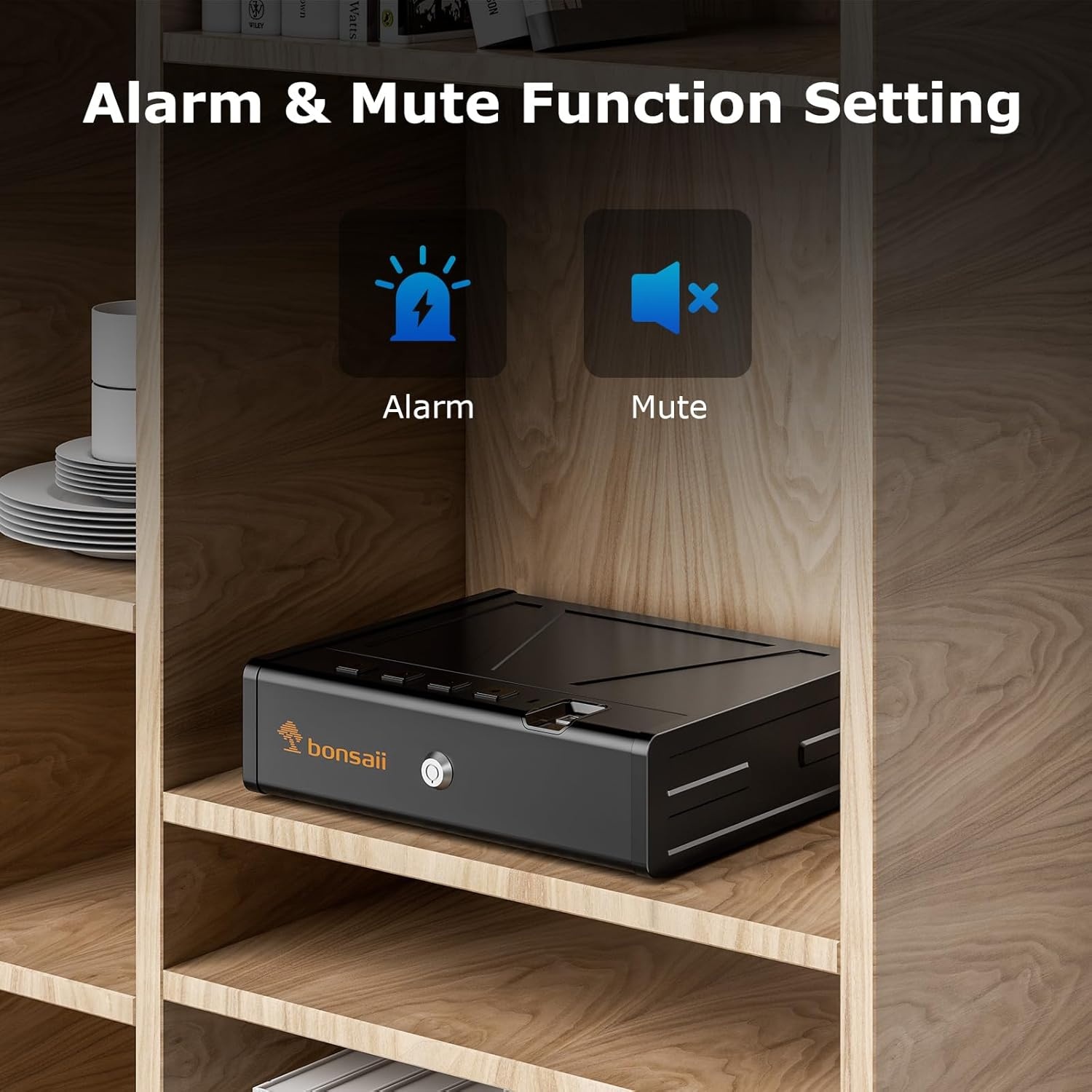 image:imageBonsaii Gun Safe for Handgun 3 Ways Quick Access Biometric Gun Safe for Pistols Fingerprint Pistol Safe with TypeC Port Small Handgun Safe Lock Box with Light for Nightstand Bedside Car HomeLarge