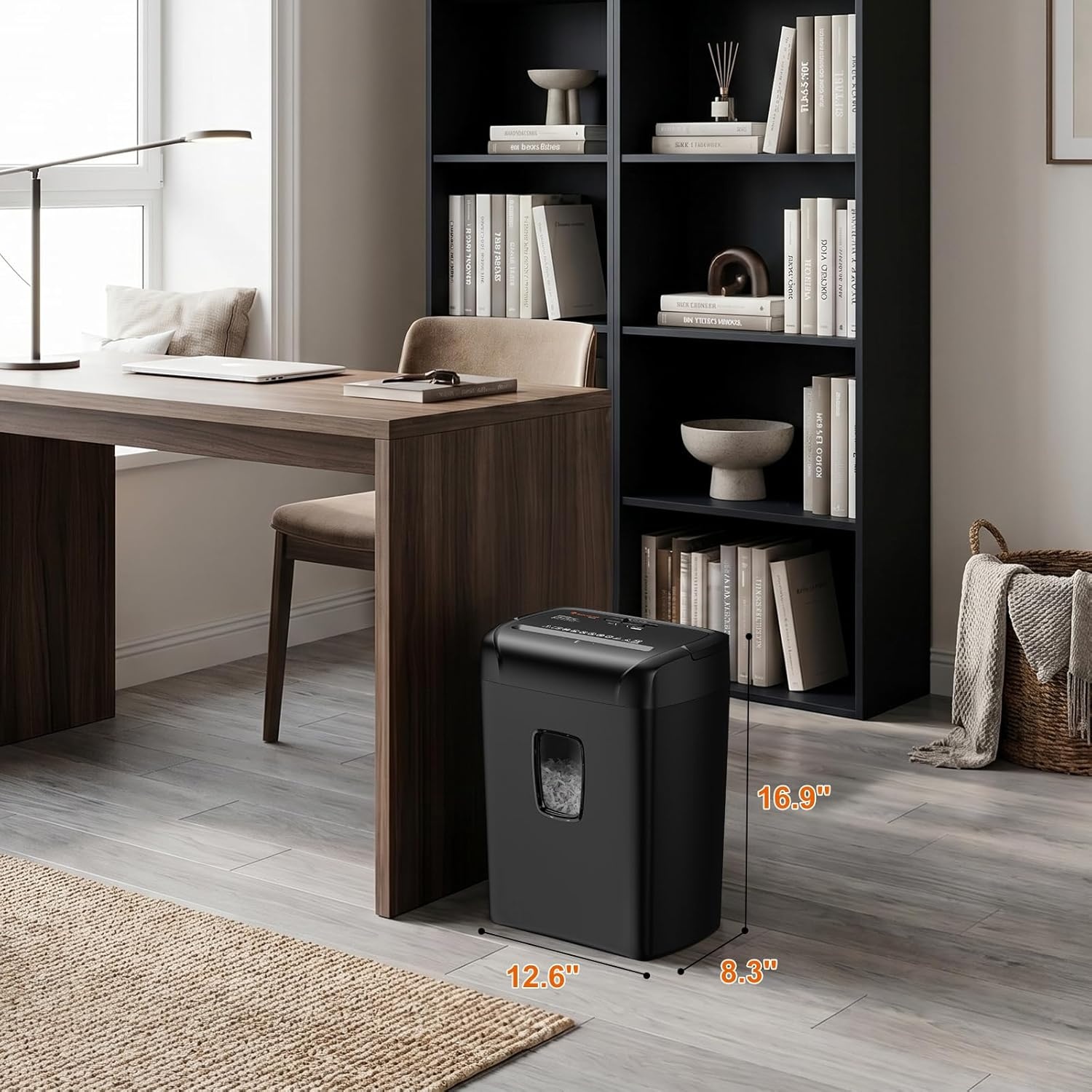 image:imageBonsaii 12Sheet Cross Cut Shredder P4 High Security Shredding 55 Gal Heavy Duty for Home Office Shreds Paper Credit Card Mail Staples with Transparent Window WhiteDark Black