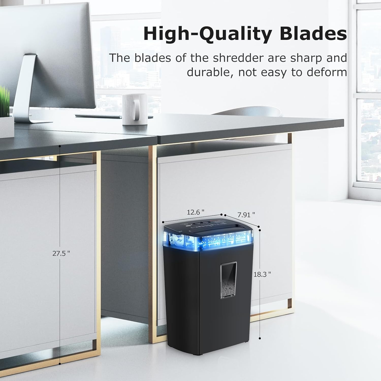 image:imageBonsaii 12Sheet Cross Cut Shredder P4 High Security Shredding 55 Gal Heavy Duty for Home Office Shreds Paper Credit Card Mail Staples with Transparent Window WhiteAll Black