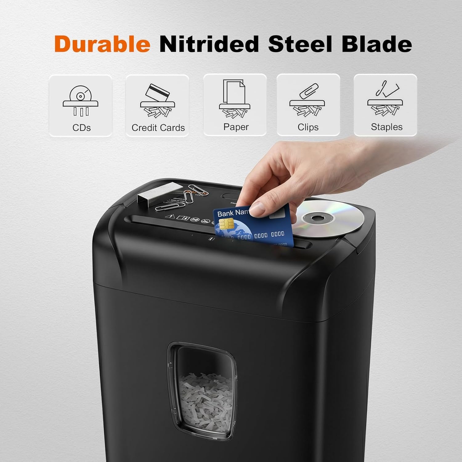 image:imageBonsaii 12Sheet Cross Cut Shredder P4 High Security Shredding 55 Gal Heavy Duty for Home Office Shreds Paper Credit Card Mail Staples with Transparent Window WhiteDark Black