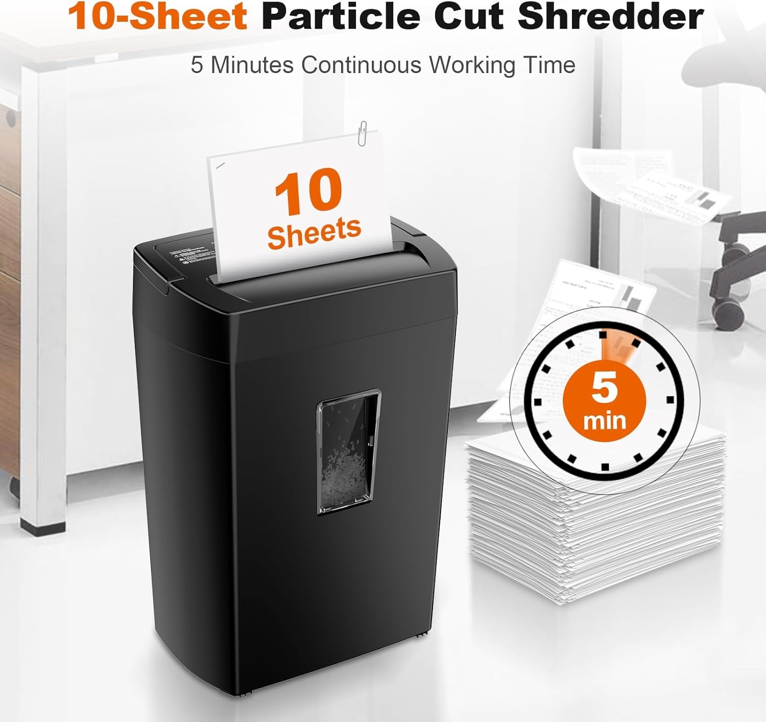 image:imageBonsaii 12Sheet Cross Cut Shredder P4 High Security Shredding 55 Gal Heavy Duty for Home Office Shreds Paper Credit Card Mail Staples with Transparent Window WhiteBlack