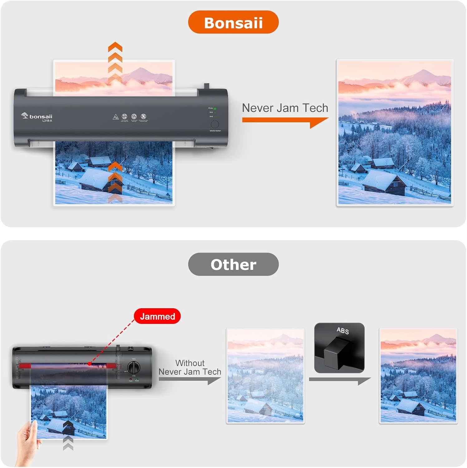 image:imageBonsaii 13 Inch Laminator Machine with Never Jam Technology Laminator Machine 11x17 Inch with Laminating Sheets Laminating Machine for Home Office and Classroom Organization Supplies L318ADark Grey