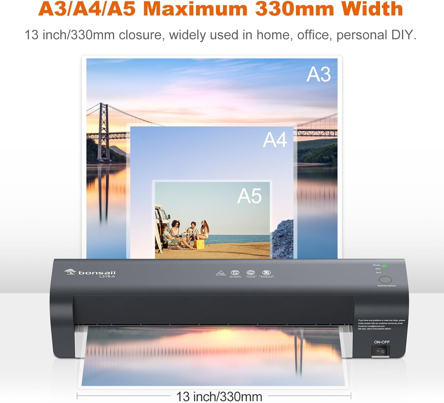 image:imageBonsaii 13 Inch Laminator Machine with Never Jam Technology Laminator Machine 11x17 Inch with Laminating Sheets Laminating Machine for Home Office and Classroom Organization Supplies L318ADark Grey