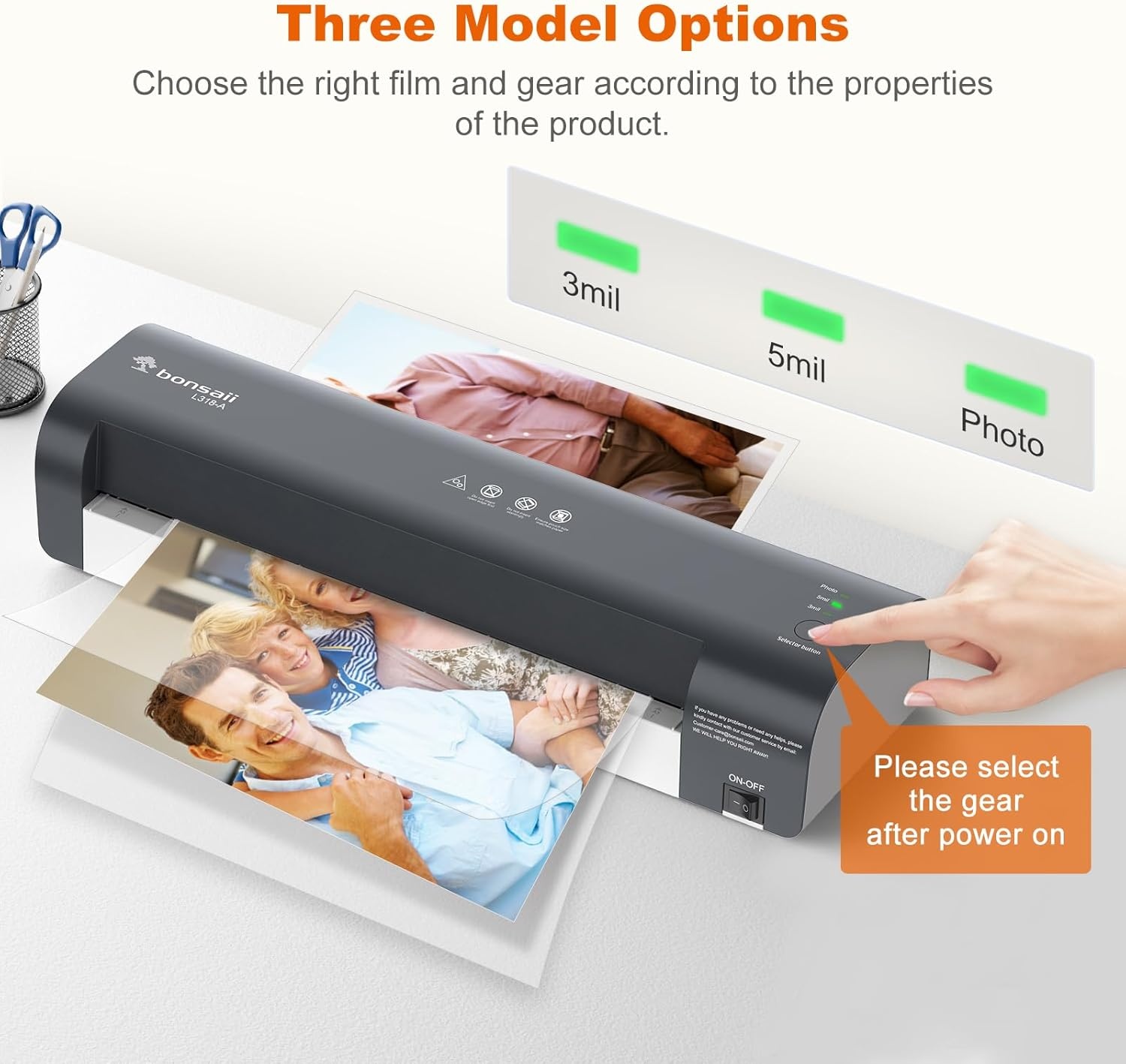 image:imageBonsaii 13 Inch Laminator Machine with Never Jam Technology Laminator Machine 11x17 Inch with Laminating Sheets Laminating Machine for Home Office and Classroom Organization Supplies L318ADark Grey