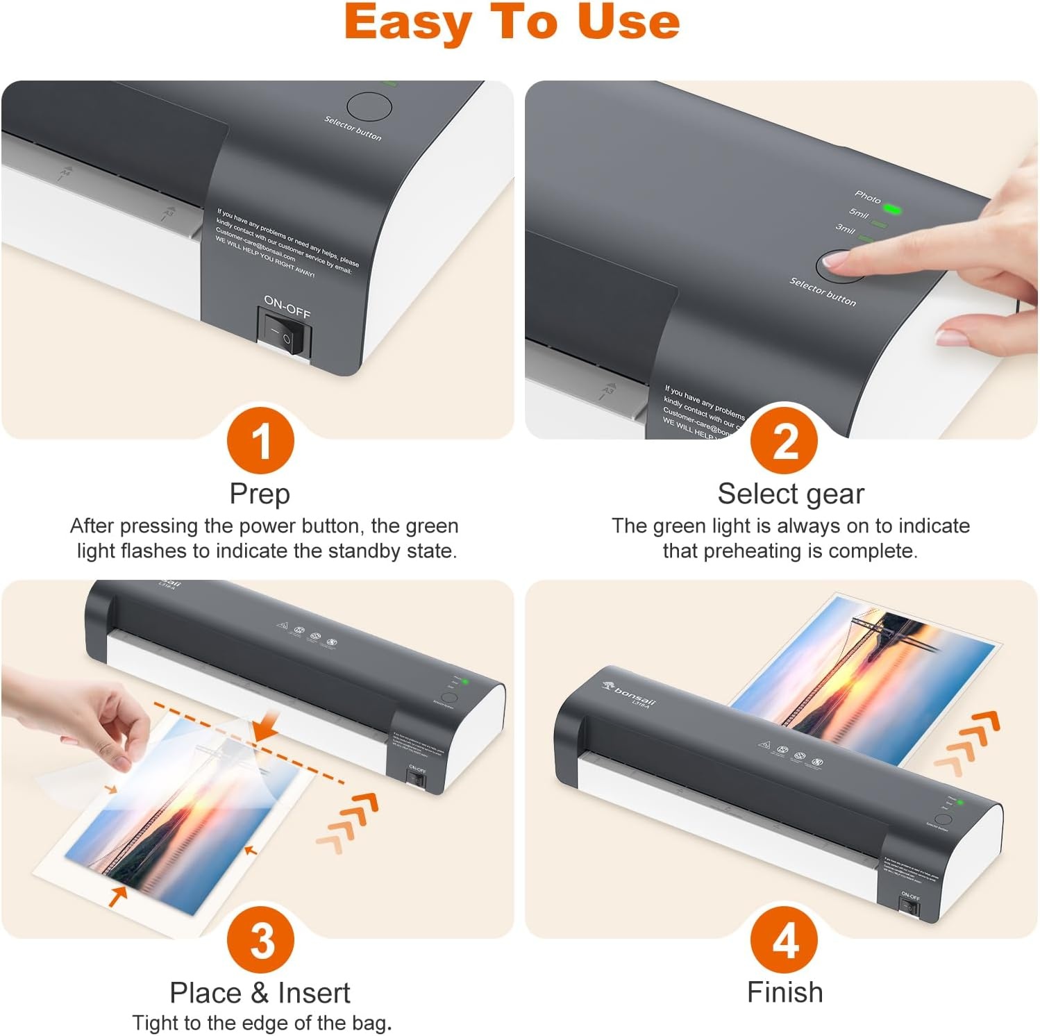 image:imageBonsaii 13 Inch Laminator Machine with Never Jam Technology Laminator Machine 11x17 Inch with Laminating Sheets Laminating Machine for Home Office and Classroom Organization Supplies L318ADark Grey