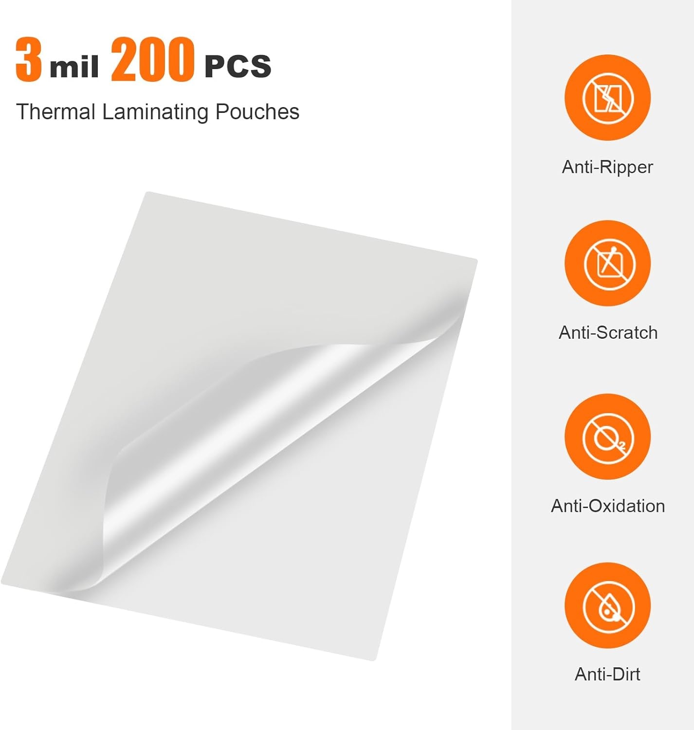 image:imageBonsaii Laminating Sheets 200 PCS 3mil Thermal Laminating Pouches 9 x 115 inches Letter Size Clear and Durable Suitable for Multiple Fields of UseLP200200