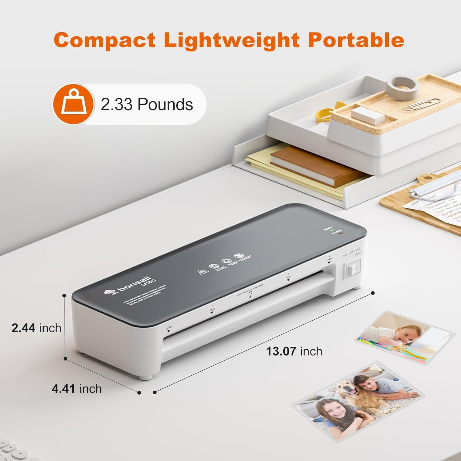 image:imageBonsaii Laminator 9 Inch 4 in1 Thermal Laminator Machine Never Jam Technology with 40 Laminting Sheets Paper Cutter Corner Rounder for Home Office School Business9 Inch Grey 50 Pouches