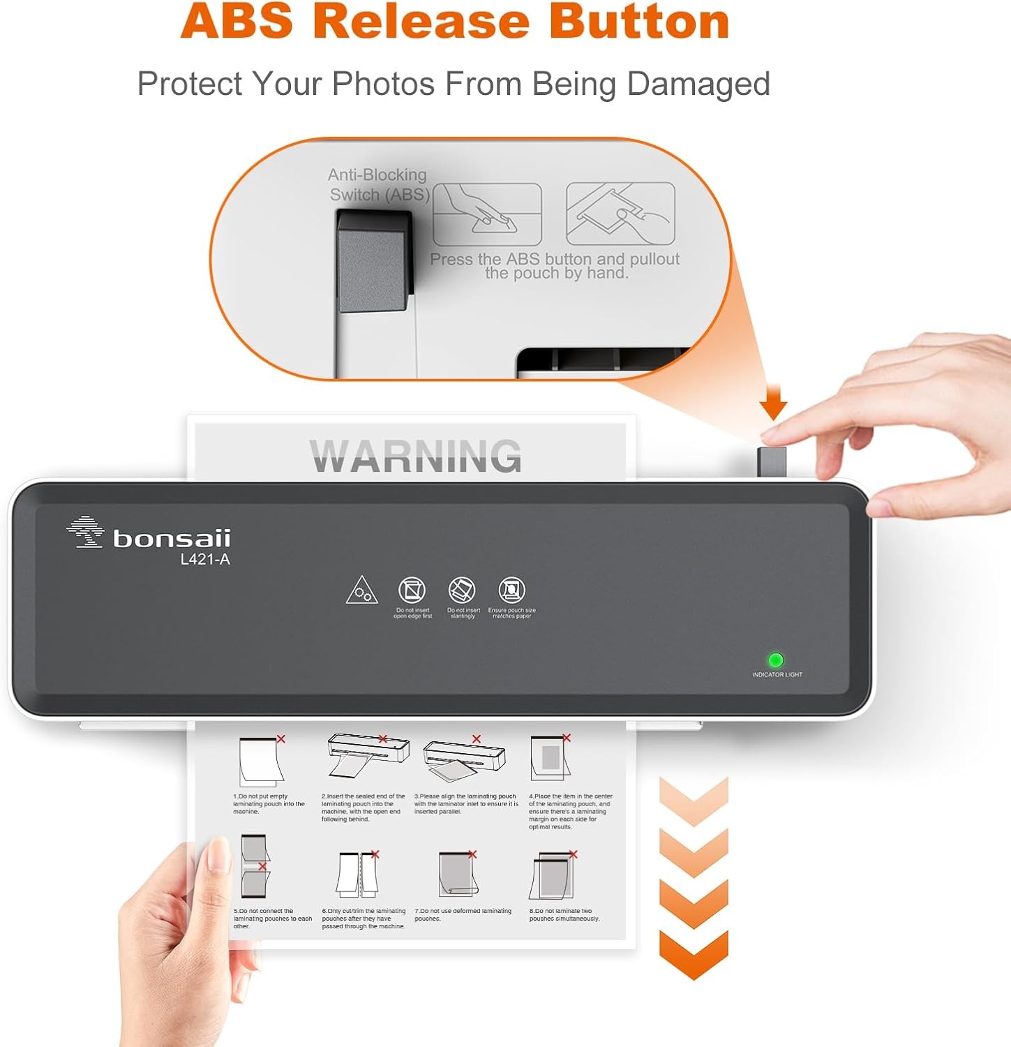 image:imageBonsaii Laminator Machine with 5 Laminating Sheets 9 Inch Thermal Laminating Machine for DocPostersPhotos Compact Laminator for Home Office School L421GreyGreywhite