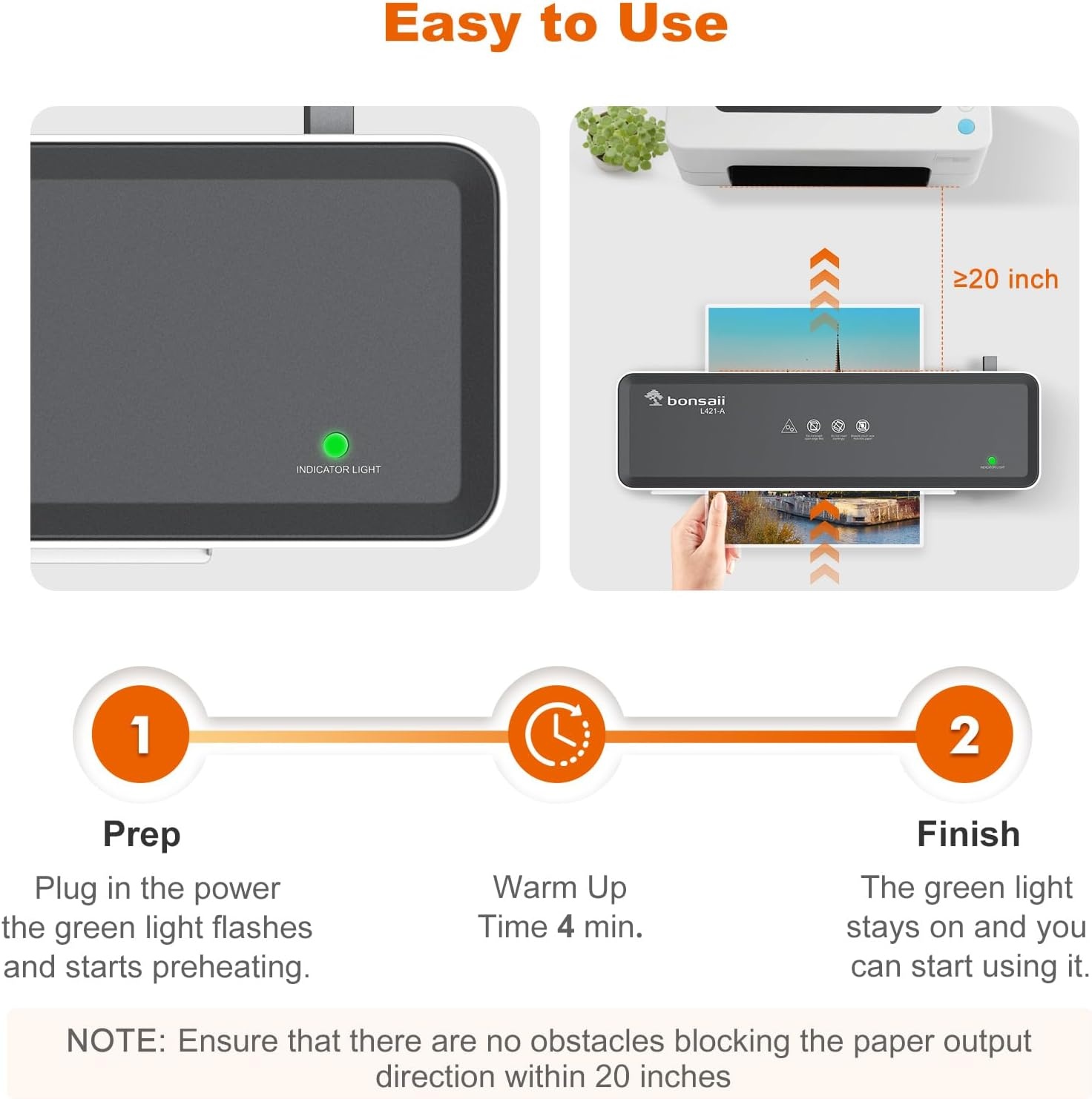 image:imageBonsaii Laminator Machine with 5 Laminating Sheets 9 Inch Thermal Laminating Machine for DocPostersPhotos Compact Laminator for Home Office School L421GreyGreywhite