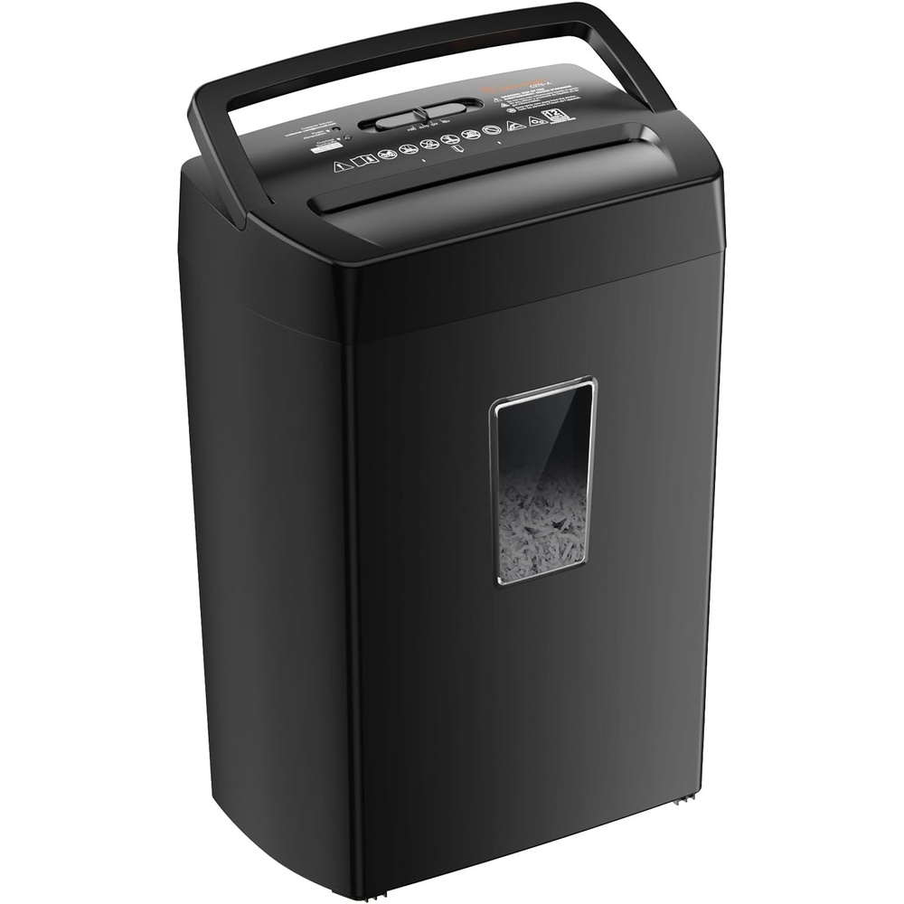 image:imageBonsaii 12Sheet Cross Cut Shredder P4 High Security Shredding 55 Gal Heavy Duty for Home Office Shreds Paper Credit Card Mail Staples with Transparent Window WhiteAll Black