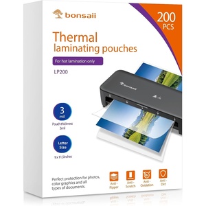 image:imageBonsaii Laminating Sheets 200 PCS 3mil Thermal Laminating Pouches 9 x 115 inches Letter Size Clear and Durable Suitable for Multiple Fields of UseLP200200
