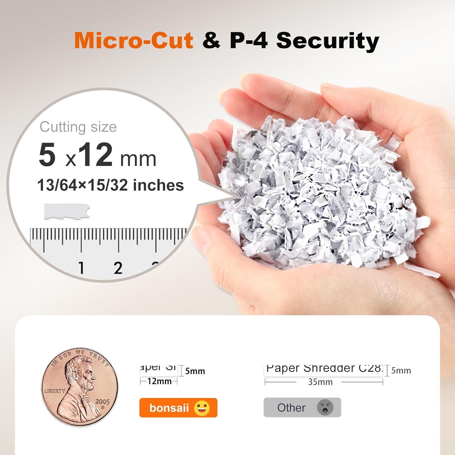image:imageBonsaii 100 Sheets Auto Feed Paper Shredder Up to 30 Minutes Shredders for Home Office Use MicroCut Heavy Duty Shredder 42 GallonsSecurity Level P4 C231D10 Sheet
