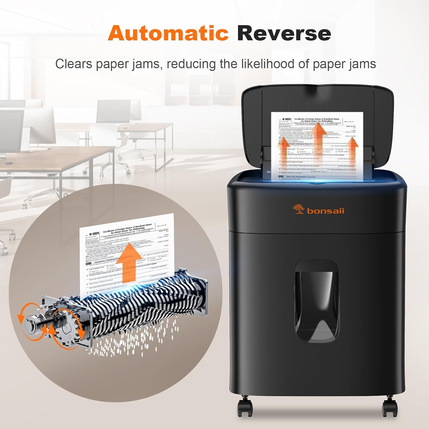 image:imageBonsaii 100 Sheets Auto Feed Paper Shredder Up to 30 Minutes Shredders for Home Office Use MicroCut Heavy Duty Shredder 42 GallonsSecurity Level P4 C231D100 Sheets