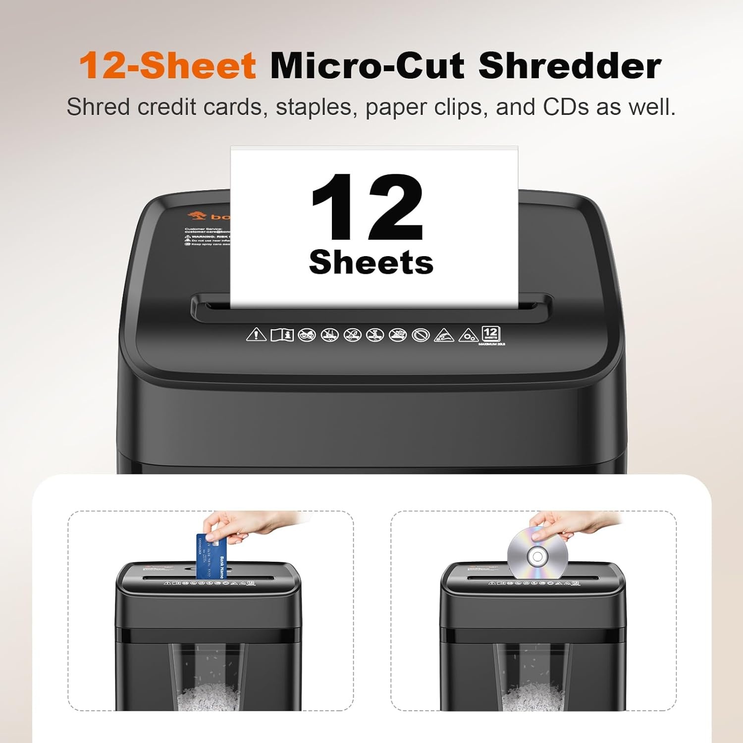 image:imageBonsaii 100 Sheets Auto Feed Paper Shredder Up to 30 Minutes Shredders for Home Office Use MicroCut Heavy Duty Shredder 42 GallonsSecurity Level P4 C231D10 Sheet