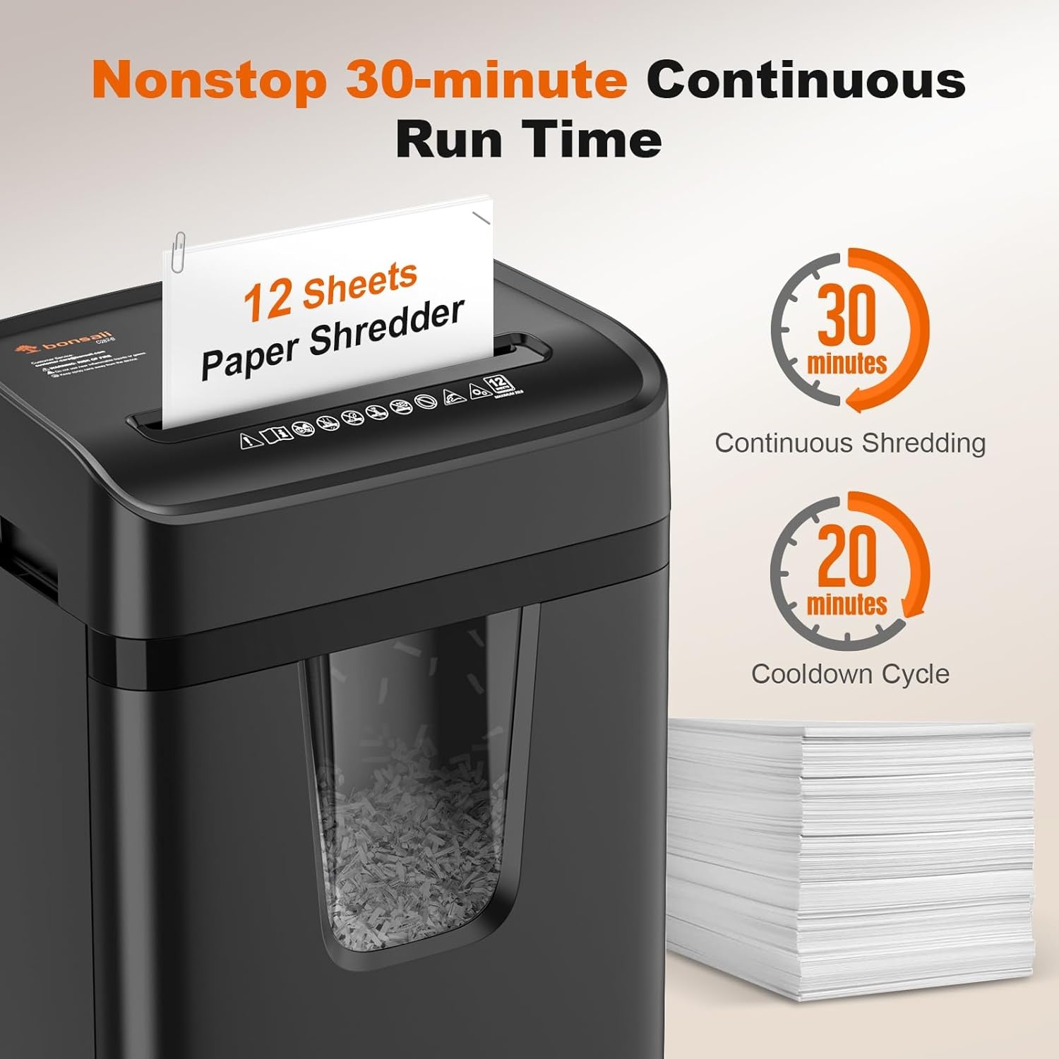 image:imageBonsaii 100 Sheets Auto Feed Paper Shredder Up to 30 Minutes Shredders for Home Office Use MicroCut Heavy Duty Shredder 42 GallonsSecurity Level P4 C231D10 Sheet