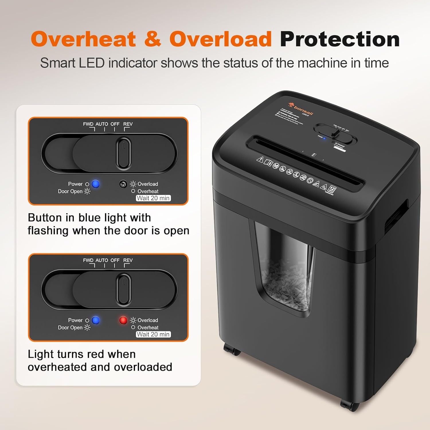 image:imageBonsaii 100 Sheets Auto Feed Paper Shredder Up to 30 Minutes Shredders for Home Office Use MicroCut Heavy Duty Shredder 42 GallonsSecurity Level P4 C231D10 Sheet