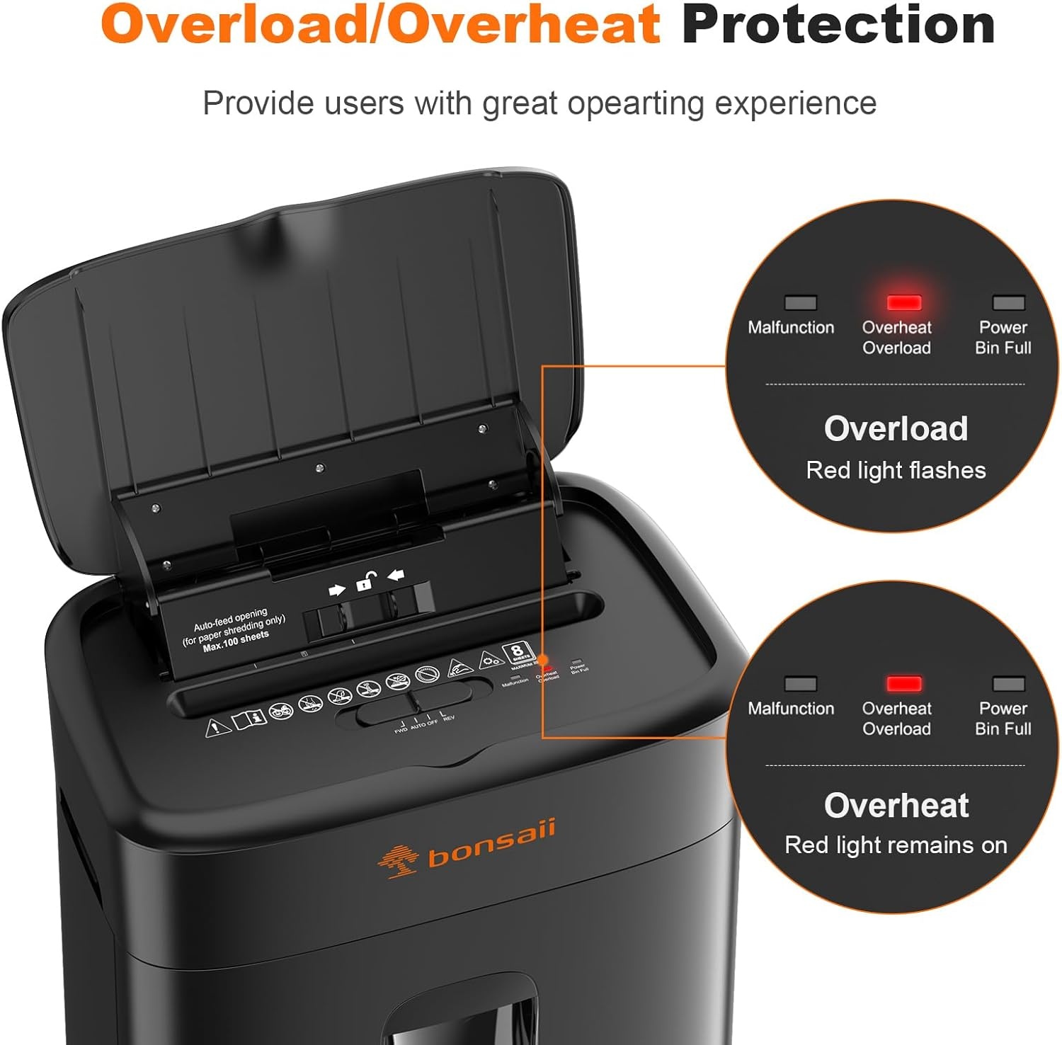 image:imageBonsaii 100 Sheets Auto Feed Paper Shredder Up to 30 Minutes Shredders for Home Office Use MicroCut Heavy Duty Shredder 42 GallonsSecurity Level P4 C231D100 Sheets