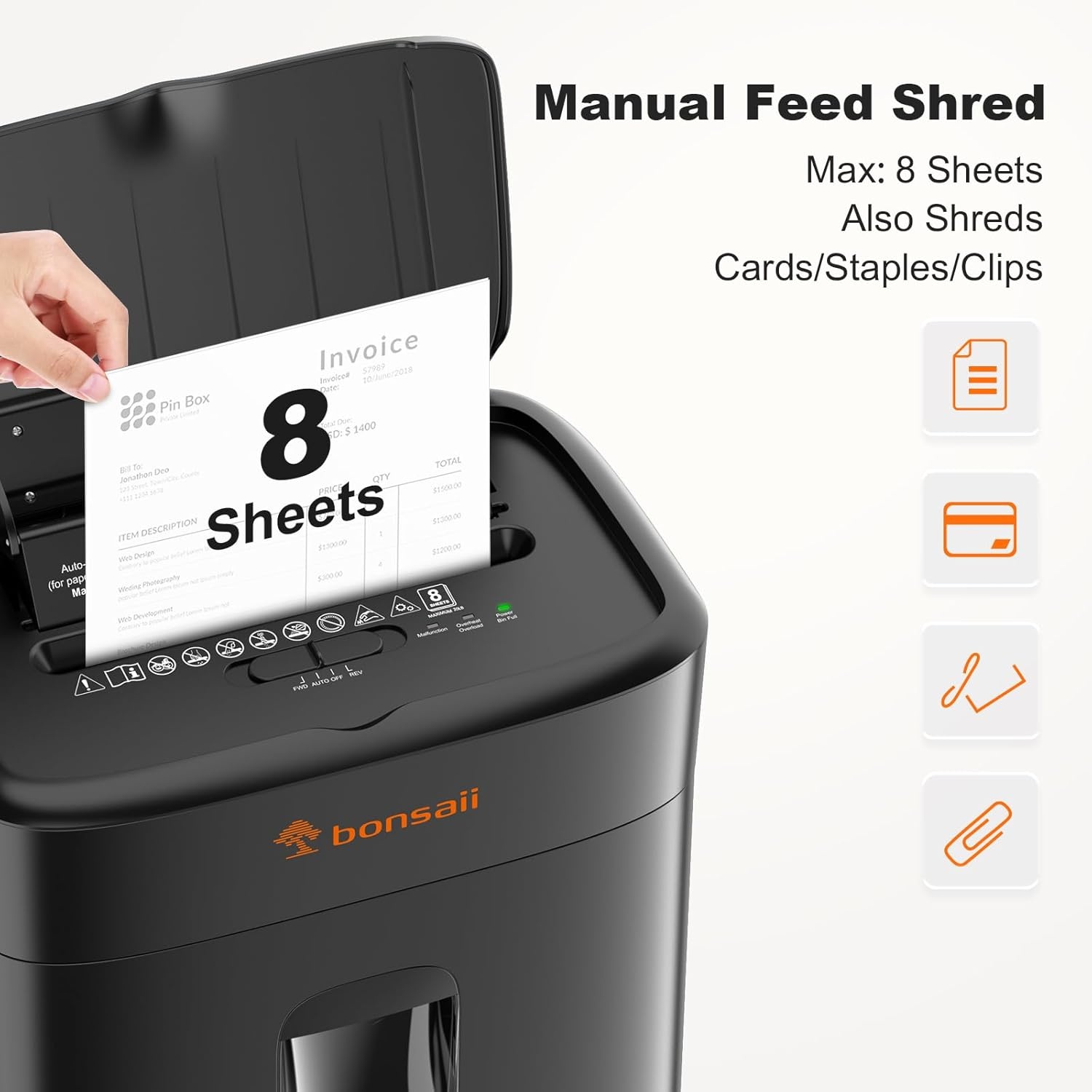 image:imageBonsaii 100 Sheets Auto Feed Paper Shredder Up to 30 Minutes Shredders for Home Office Use MicroCut Heavy Duty Shredder 42 GallonsSecurity Level P4 C231D100 Sheets