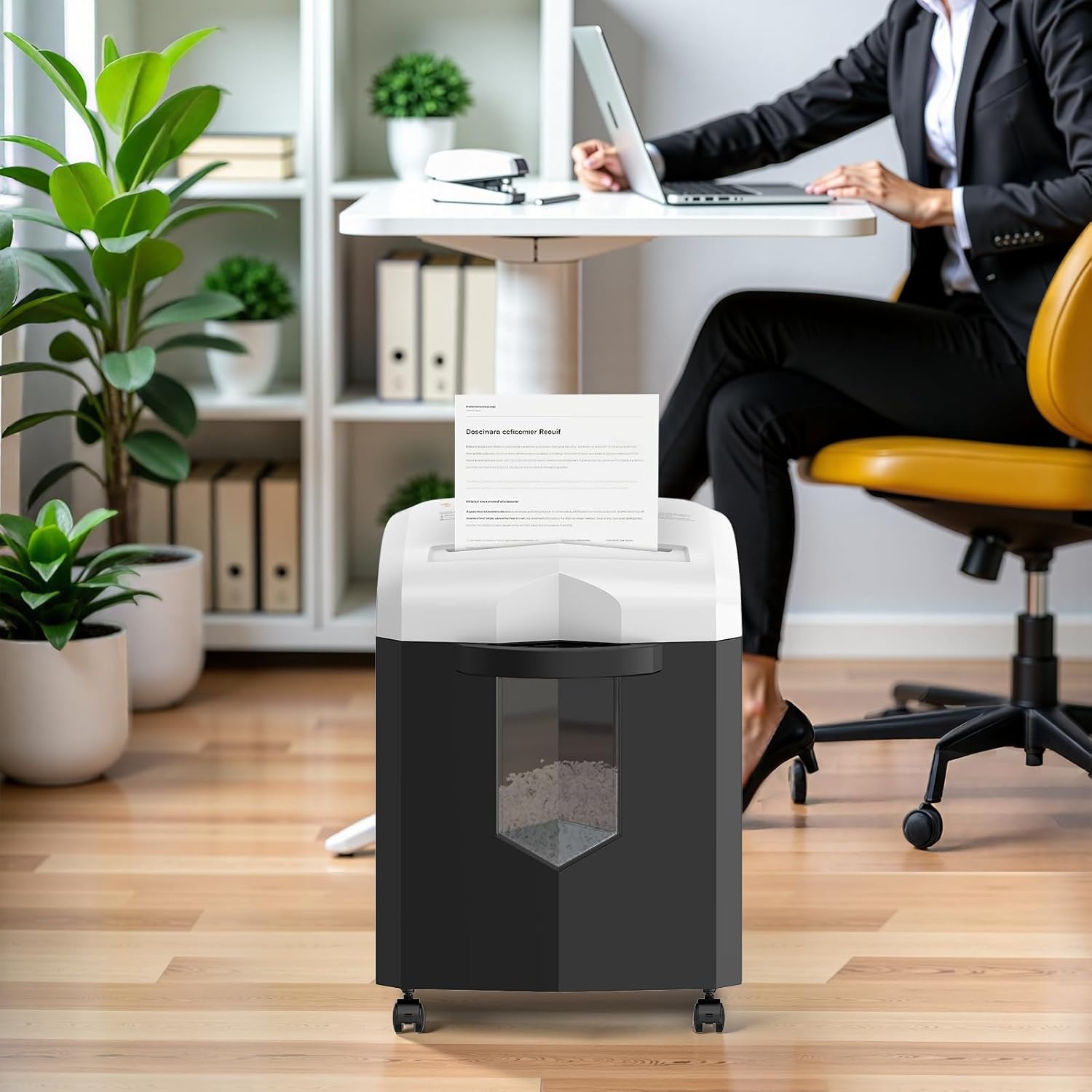 image:imageBonsaii 12Sheet Micro Cut Shredders for Home Office 60 Minute P4 Security Level Paper Shredder for CD Credit Card Mails Staple Clip with JamProof System amp 42 Gal Pullout Bin C266BBlackWhite