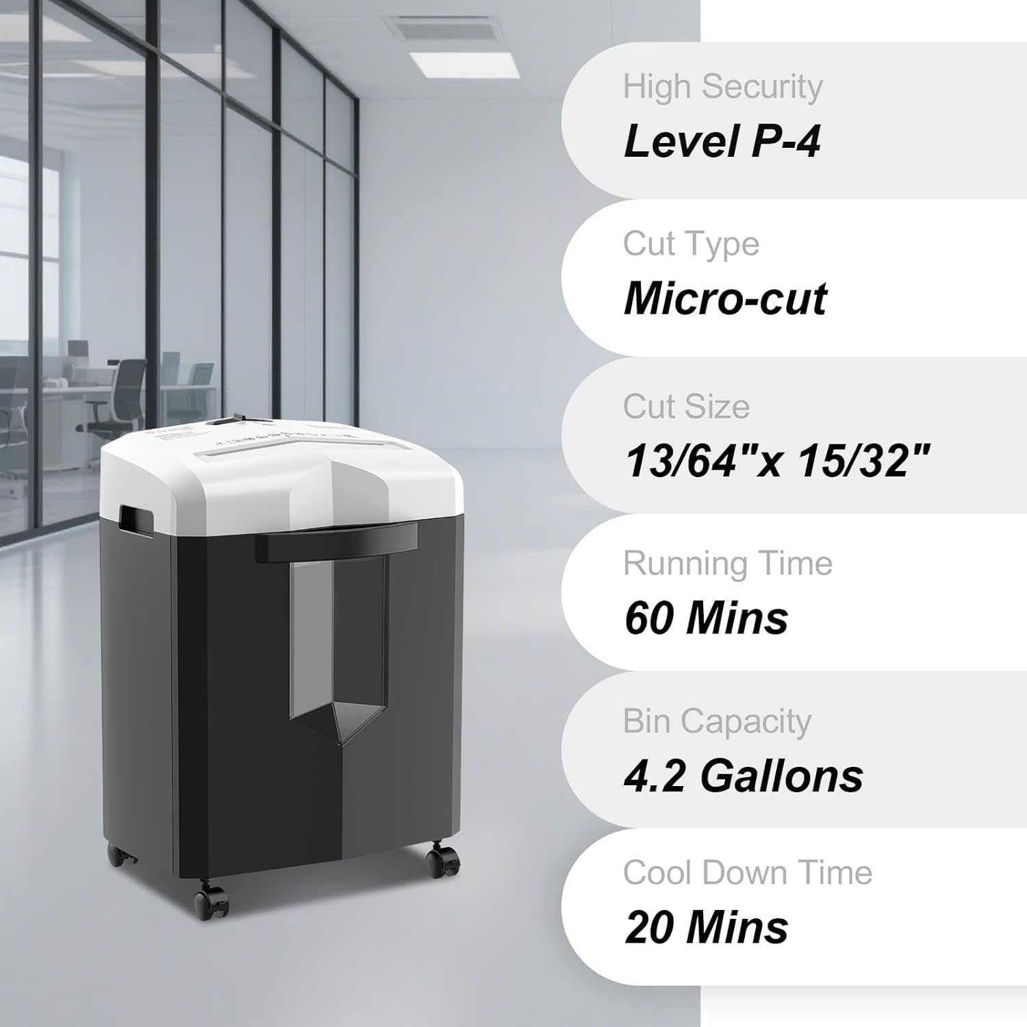 image:imageBonsaii 12Sheet Micro Cut Shredders for Home Office 60 Minute P4 Security Level Paper Shredder for CD Credit Card Mails Staple Clip with JamProof System amp 42 Gal Pullout Bin C266BBlackWhite
