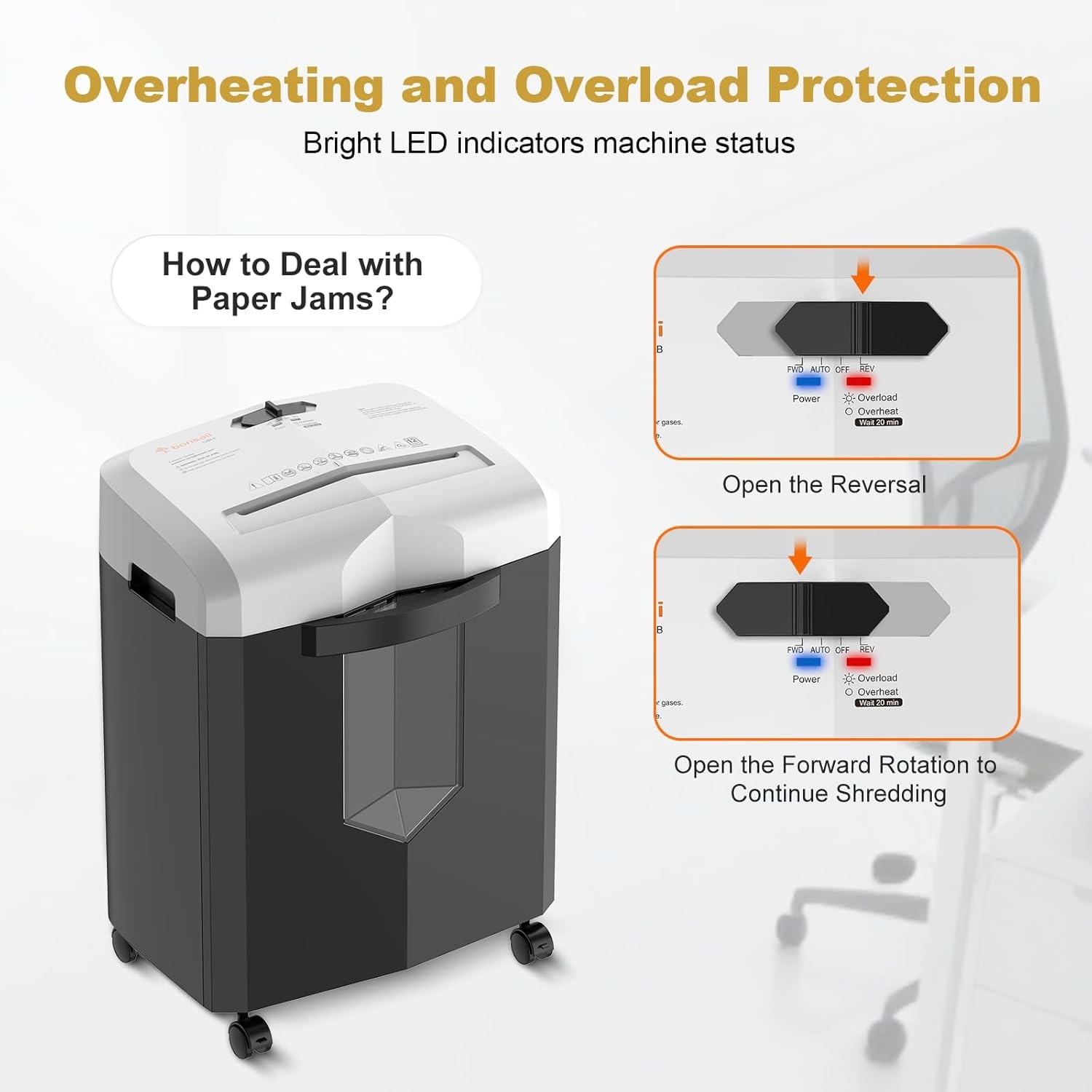 image:imageBonsaii 12Sheet Micro Cut Shredders for Home Office 60 Minute P4 Security Level Paper Shredder for CD Credit Card Mails Staple Clip with JamProof System amp 42 Gal Pullout Bin C266BBlackWhite