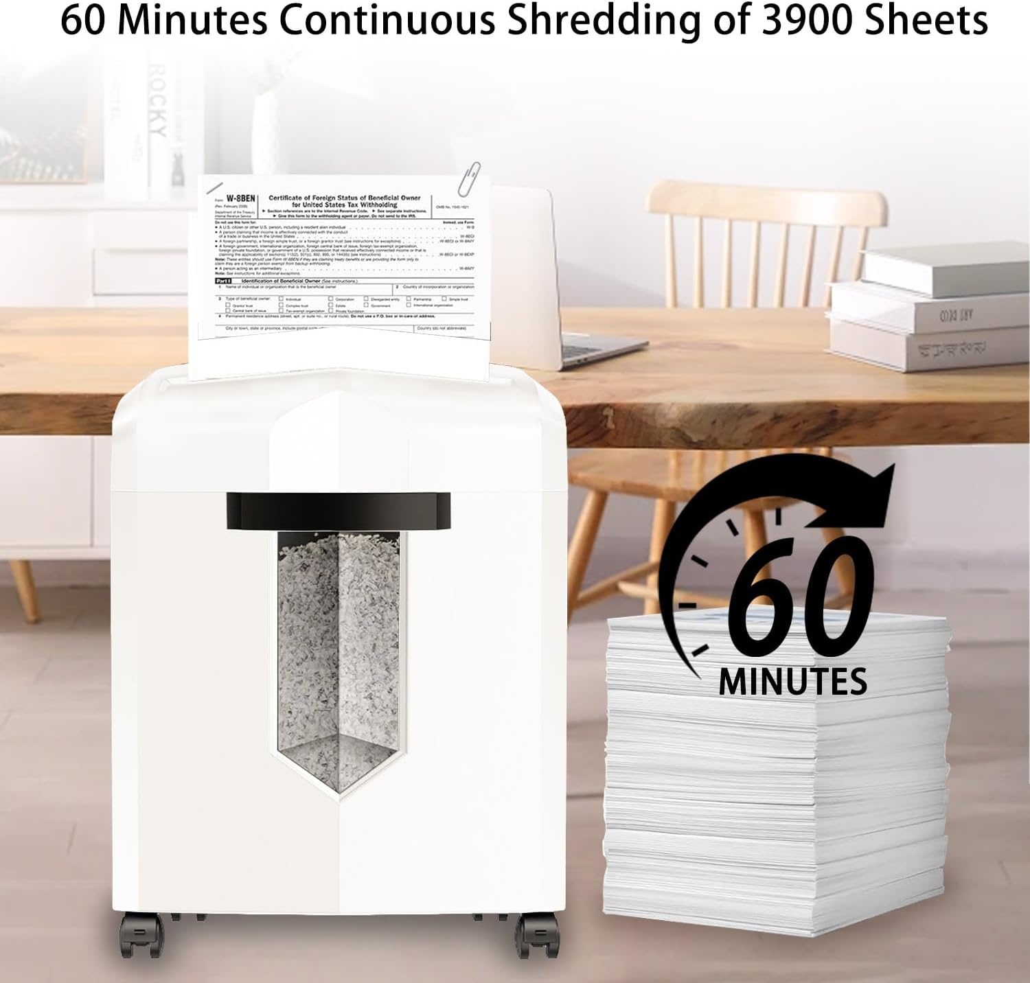 image:imageBonsaii 12Sheet Micro Cut Shredders for Home Office 60 Minute P4 Security Level Paper Shredder for CD Credit Card Mails Staple Clip with JamProof System amp 42 Gal Pullout Bin C266BWhite