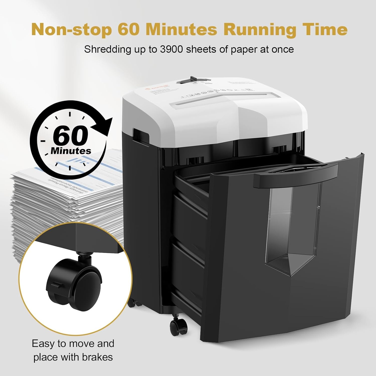 image:imageBonsaii 12Sheet Micro Cut Shredders for Home Office 60 Minute P4 Security Level Paper Shredder for CD Credit Card Mails Staple Clip with JamProof System amp 42 Gal Pullout Bin C266BBlackWhite