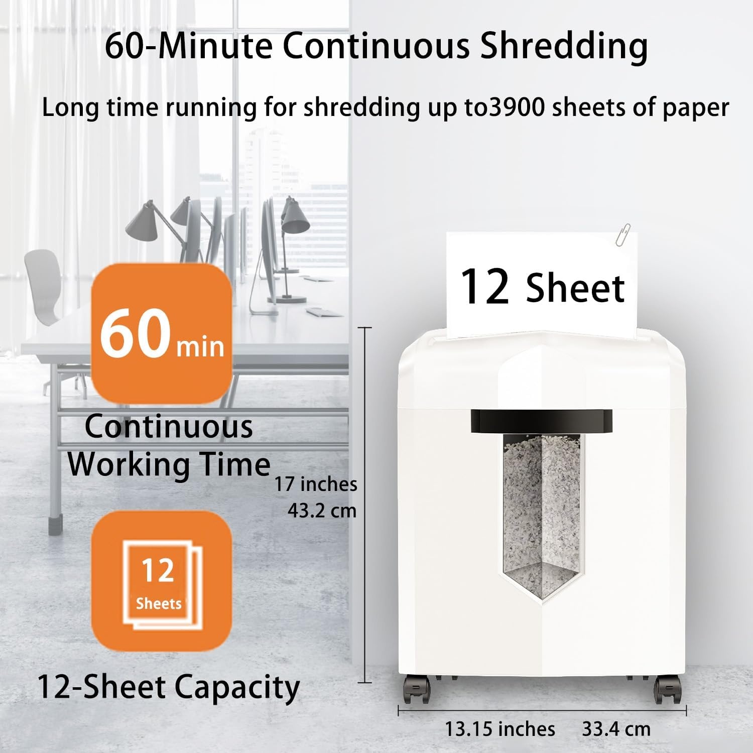 image:imageBonsaii 12Sheet Micro Cut Shredders for Home Office 60 Minute P4 Security Level Paper Shredder for CD Credit Card Mails Staple Clip with JamProof System amp 42 Gal Pullout Bin C266BWhite