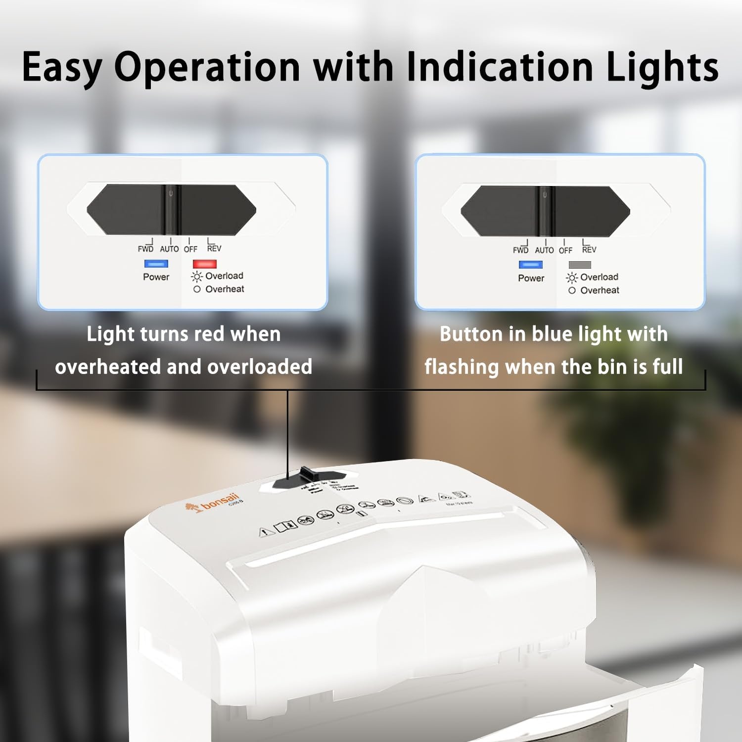 image:imageBonsaii 12Sheet Micro Cut Shredders for Home Office 60 Minute P4 Security Level Paper Shredder for CD Credit Card Mails Staple Clip with JamProof System amp 42 Gal Pullout Bin C266BWhite