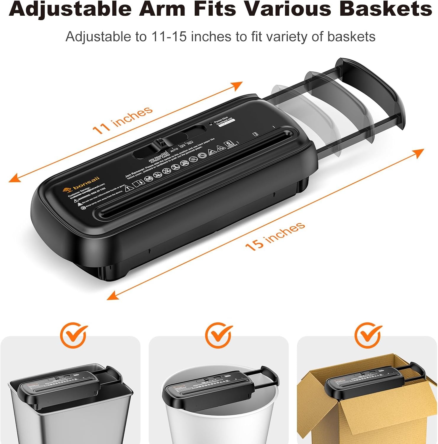 image:imageBonsaii Paper Shredder for Home Use 6 Sheet Strip Cut Small Paper Shredder Without Basket for Home Office Portable Shredder Extendable Arm Design with Overheat Protection S123BBlack