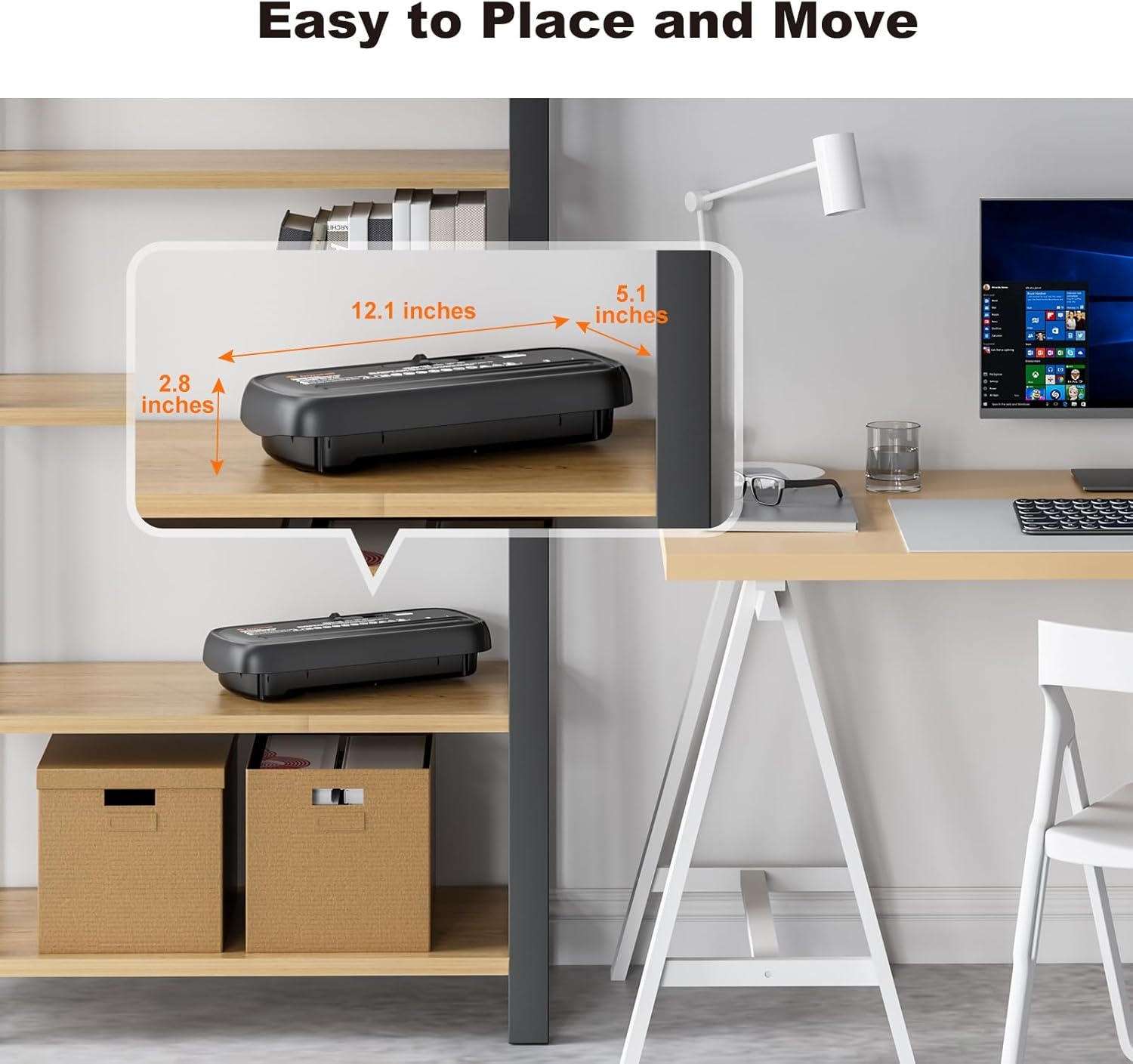 image:imageBonsaii Paper Shredder for Home Use 6 Sheet Strip Cut Small Paper Shredder Without Basket for Home Office Portable Shredder Extendable Arm Design with Overheat Protection S123BBlack