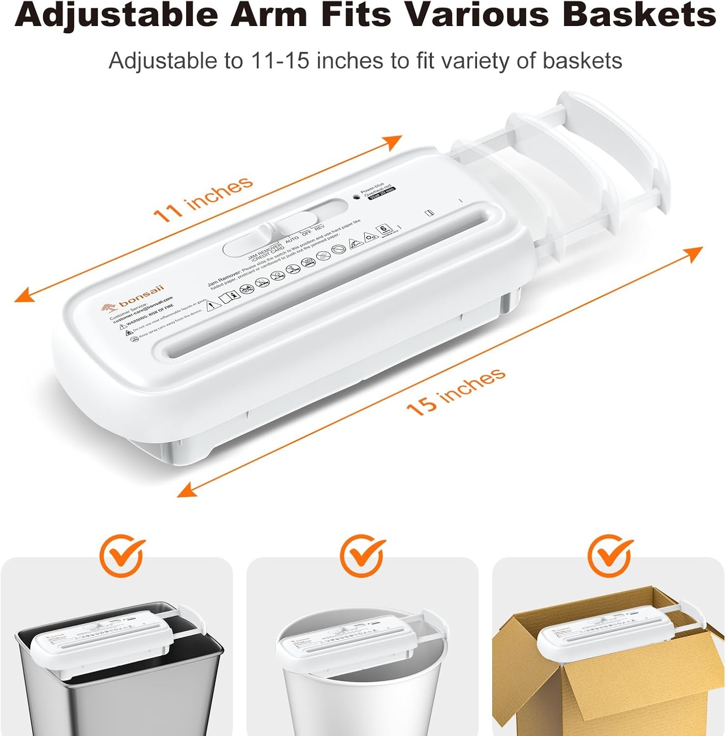image:imageBonsaii Paper Shredder for Home Use 6 Sheet Strip Cut Small Paper Shredder Without Basket for Home Office Portable Shredder Extendable Arm Design with Overheat Protection S123BWhite