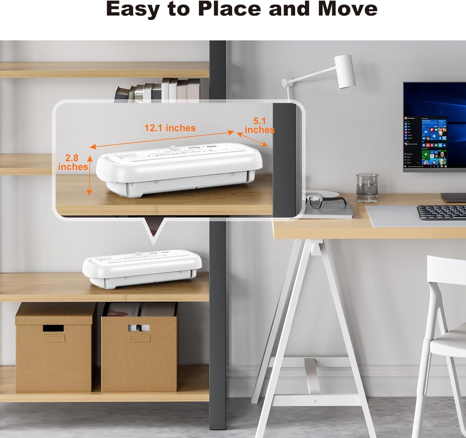 image:imageBonsaii Paper Shredder for Home Use 6 Sheet Strip Cut Small Paper Shredder Without Basket for Home Office Portable Shredder Extendable Arm Design with Overheat Protection S123BWhite