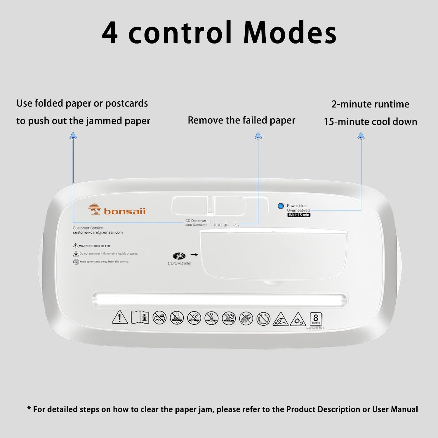 image:imageBonsaii Paper Shredder for Home Use 8Sheet StripCut Home Office Shredder CDCredit Card Shredder Machine with Overheat Protection 34 Gallons Wastebasket8 Sheet White
