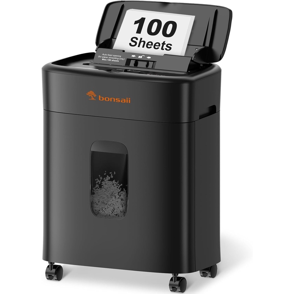 image:imageBonsaii 100 Sheets Auto Feed Paper Shredder Up to 30 Minutes Shredders for Home Office Use MicroCut Heavy Duty Shredder 42 GallonsSecurity Level P4 C231D100 Sheets