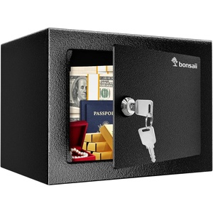 image:imageBonsaii Safe Box with Electronic Keypad Steel Security Lock Box with Key 023 Cubic Feet 906 W x 669 D x 669 H Small Hidden Safe for Cash JewelryKey Lock