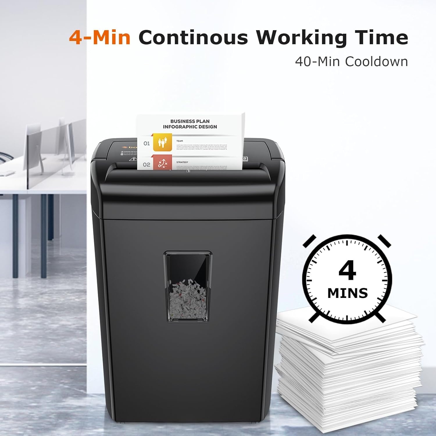 image:imageBonsaii 10Sheet Cross Cut Paper Shredder 55 Gal Home Office Heavy Duty Shredder for Credit Card Staple Clip with Transparent WindowC209D1 0 Sheet Crosscut
