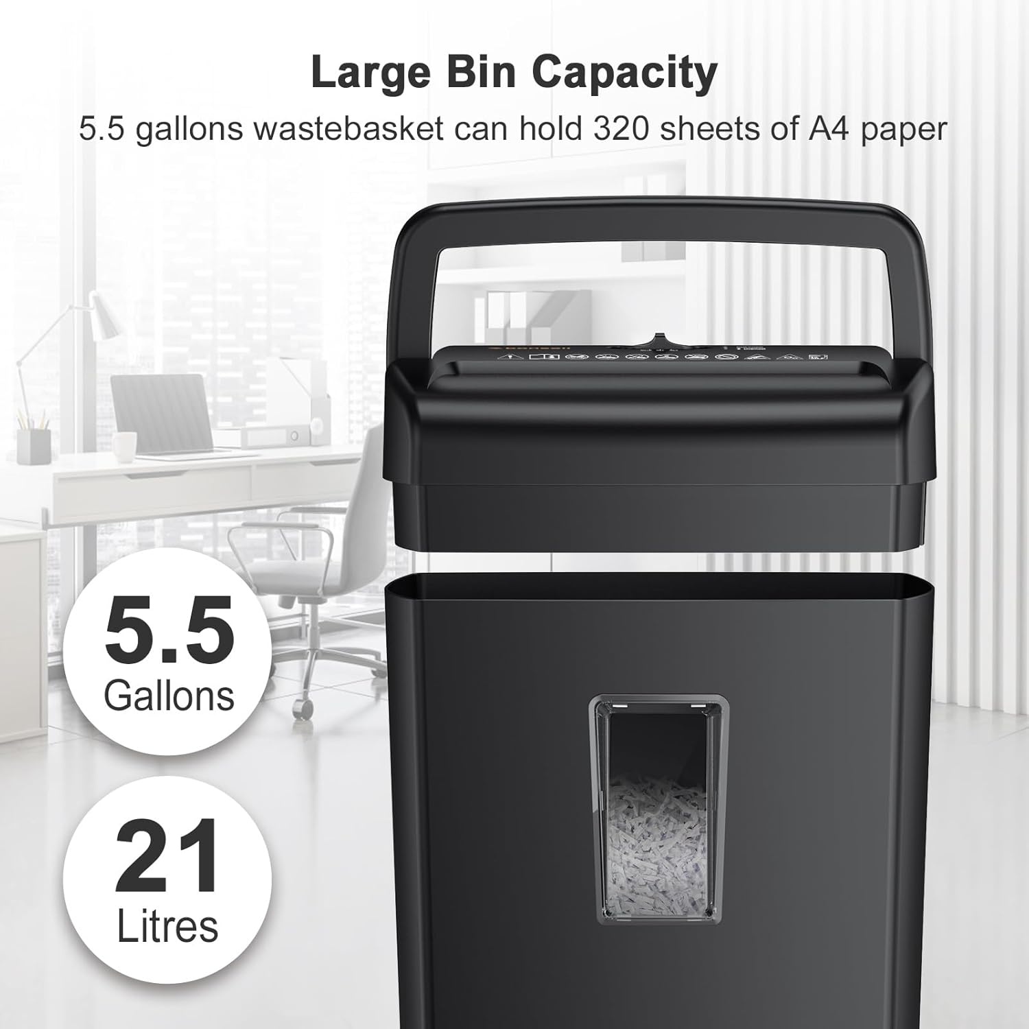 image:imageBonsaii 10Sheet Cross Cut Paper Shredder 55 Gal Home Office Heavy Duty Shredder for Credit Card Staple Clip with Transparent WindowC209D1 0 Sheet Crosscut