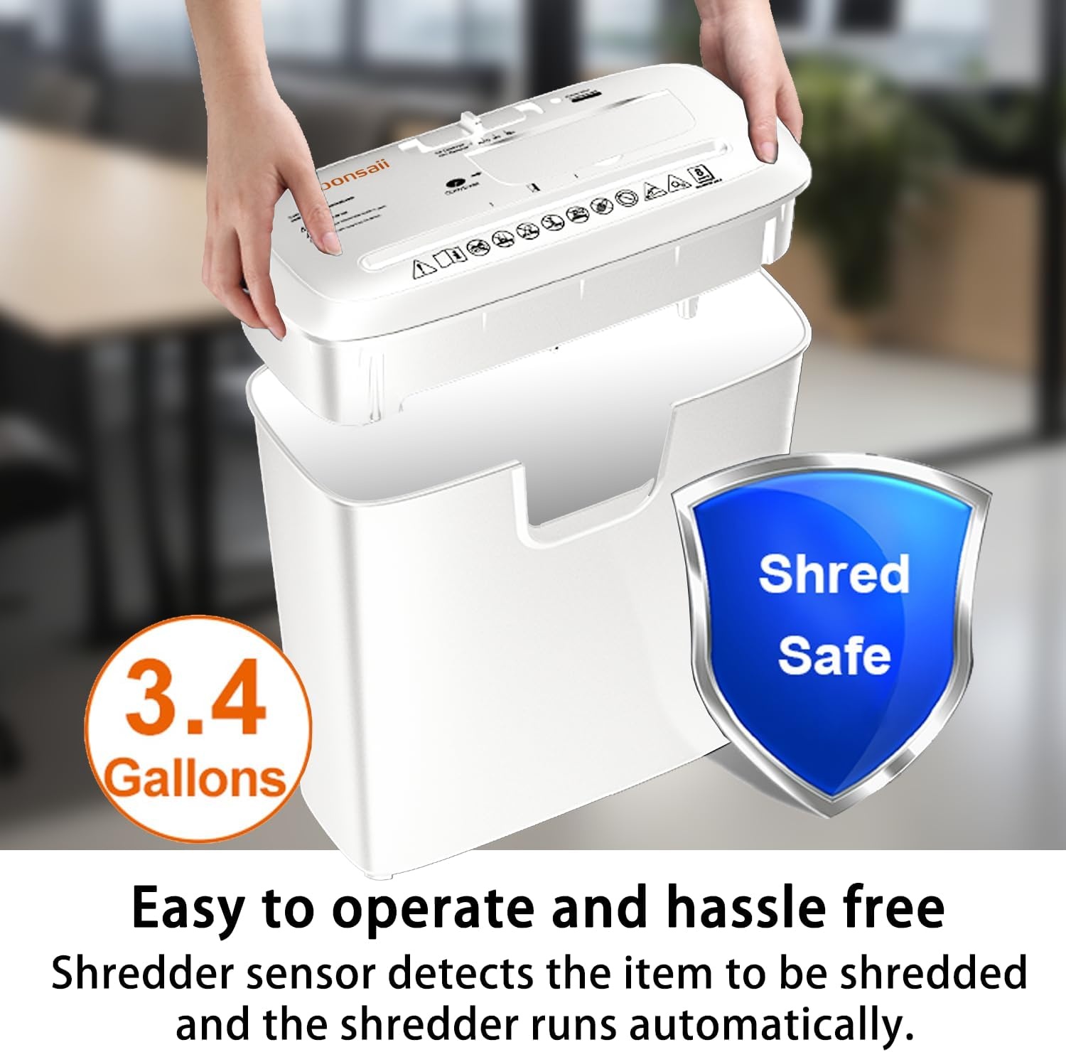 image:imageBonsaii 12 Sheet Micro Cut Paper Shredder 60Minute Continuous Run Time Home Office Heavy Duty Shredder for CD Credit Card Mails Staple Clip JamProof System 42 Gal Pullout BinWhite