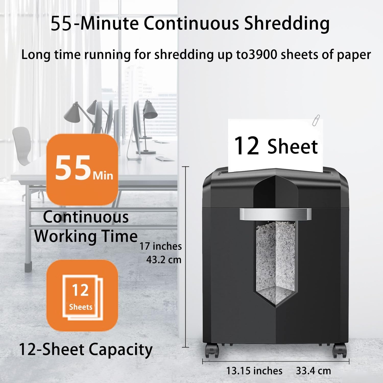 image:imageBonsaii 12 Sheet Micro Cut Paper Shredder 60Minute Continuous Run Time Home Office Heavy Duty Shredder for CD Credit Card Mails Staple Clip JamProof System 42 Gal Pullout BinBlack