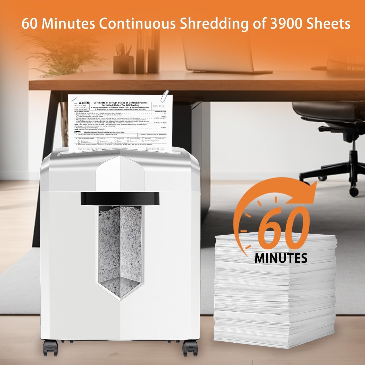 image:imageBonsaii 12 Sheet Micro Cut Paper Shredder 60Minute Continuous Run Time Home Office Heavy Duty Shredder for CD Credit Card Mails Staple Clip JamProof System 42 Gal Pullout BinWhite