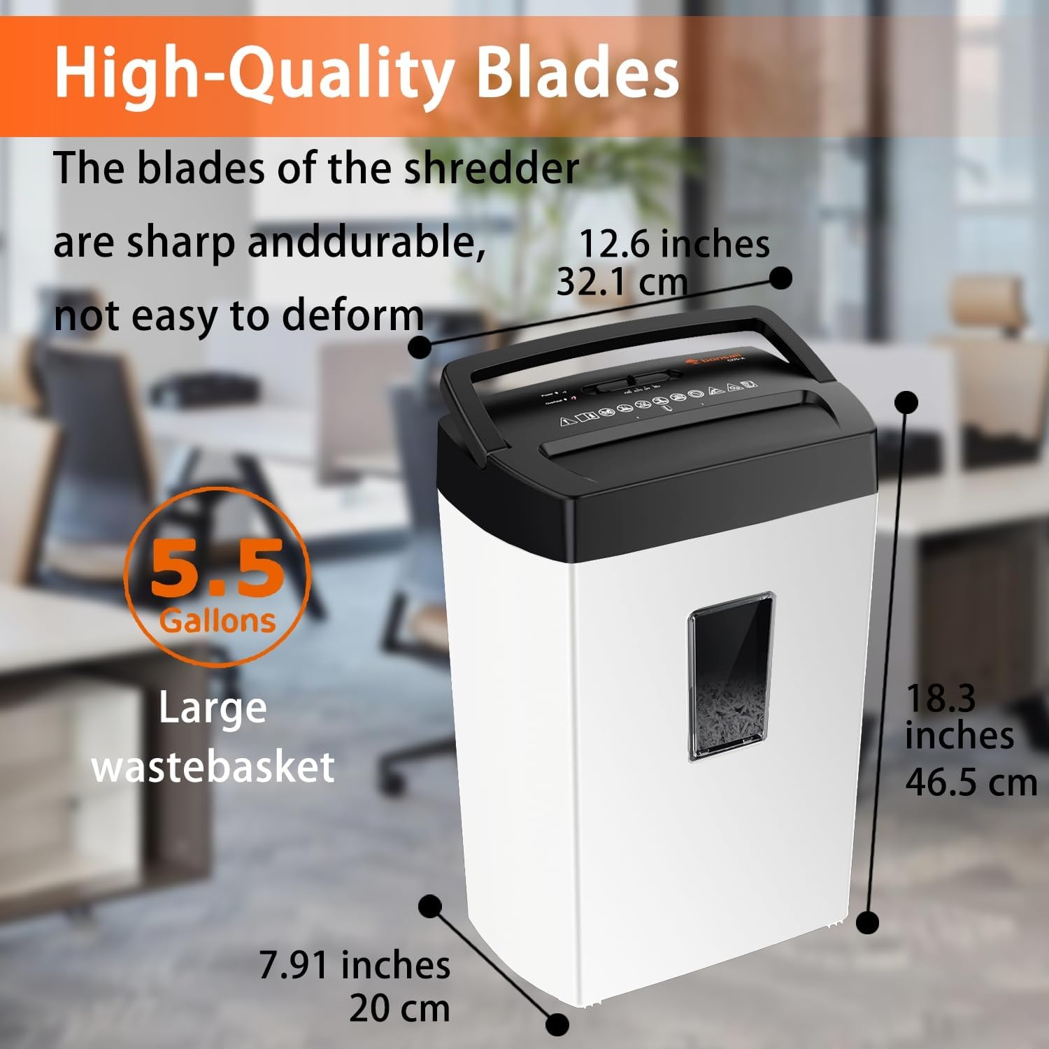 image:imageBonsaii 12 Sheet Micro Cut Paper Shredder 60Minute Continuous Run Time Home Office Heavy Duty Shredder for CD Credit Card Mails Staple Clip JamProof System 42 Gal Pullout BinBlack and White