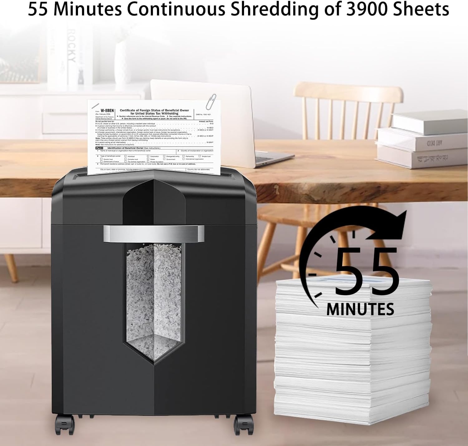 image:imageBonsaii 12 Sheet Micro Cut Paper Shredder 60Minute Continuous Run Time Home Office Heavy Duty Shredder for CD Credit Card Mails Staple Clip JamProof System 42 Gal Pullout BinBlack