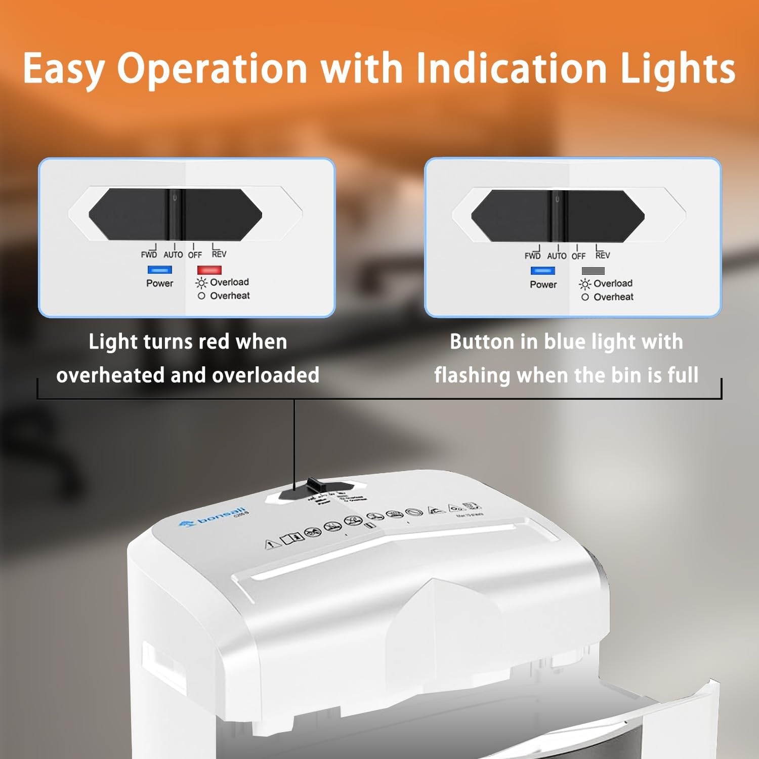 image:imageBonsaii 12 Sheet Micro Cut Paper Shredder 60Minute Continuous Run Time Home Office Heavy Duty Shredder for CD Credit Card Mails Staple Clip JamProof System 42 Gal Pullout BinWhite