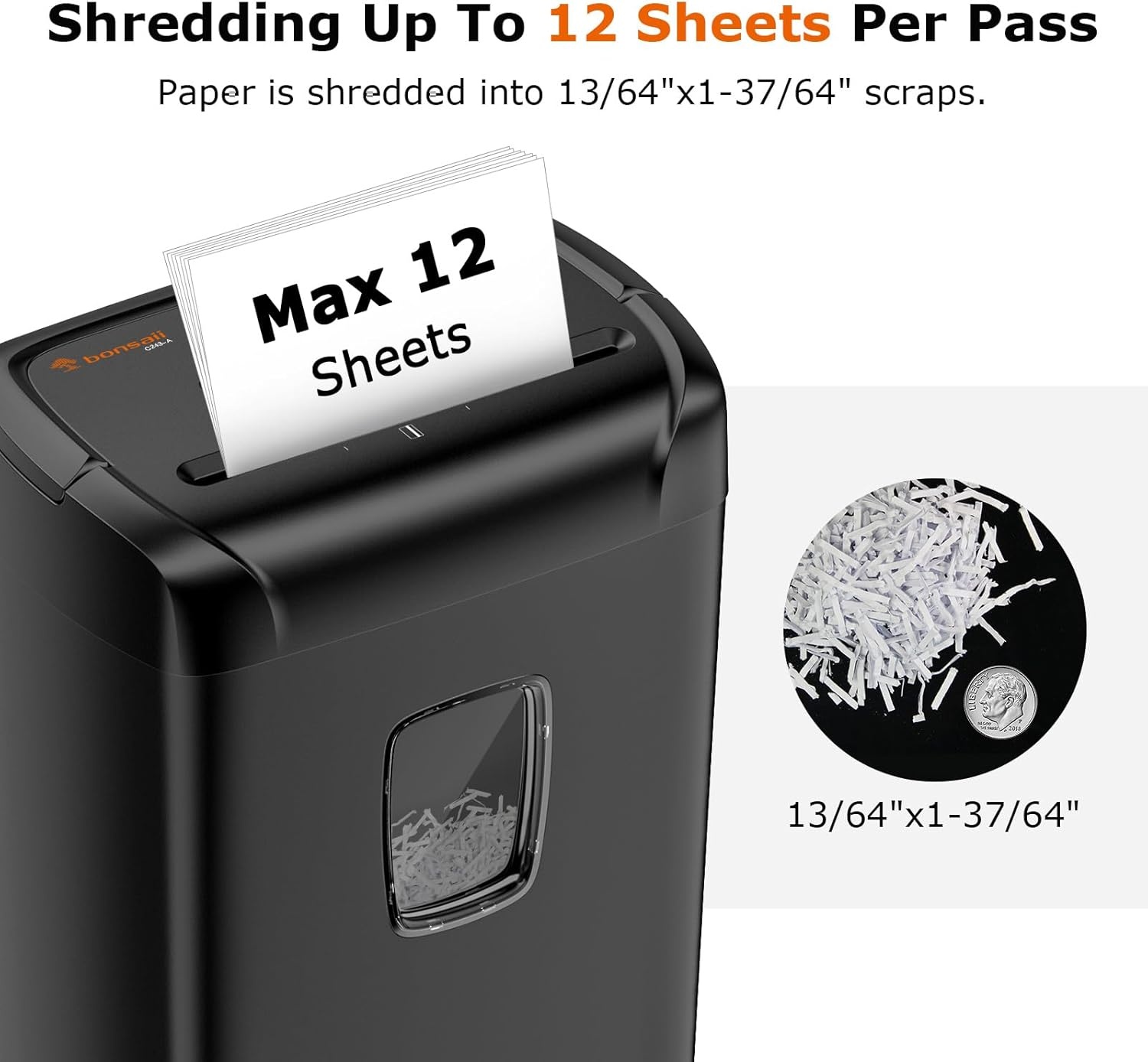 image:imageBonsaii 12Sheet Paper Shredder for Home Office Use amp 12 Pack Lubricant Sheets