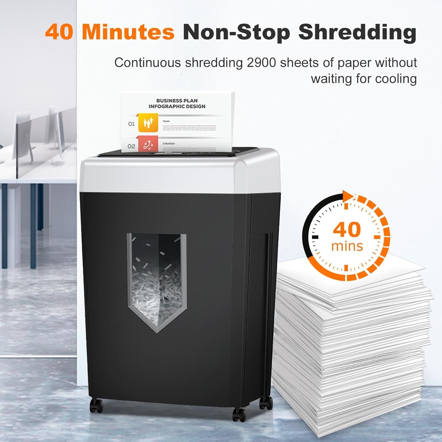 image:imageBonsaii 15Sheet Office Paper Shredder 40 Mins Heavy Duty Shredder for Home Office Crosscut Shreder with AntiJam System amp P4 High Security Supports CDCredit CardsStaple5 Gal Pullout Bin C169B