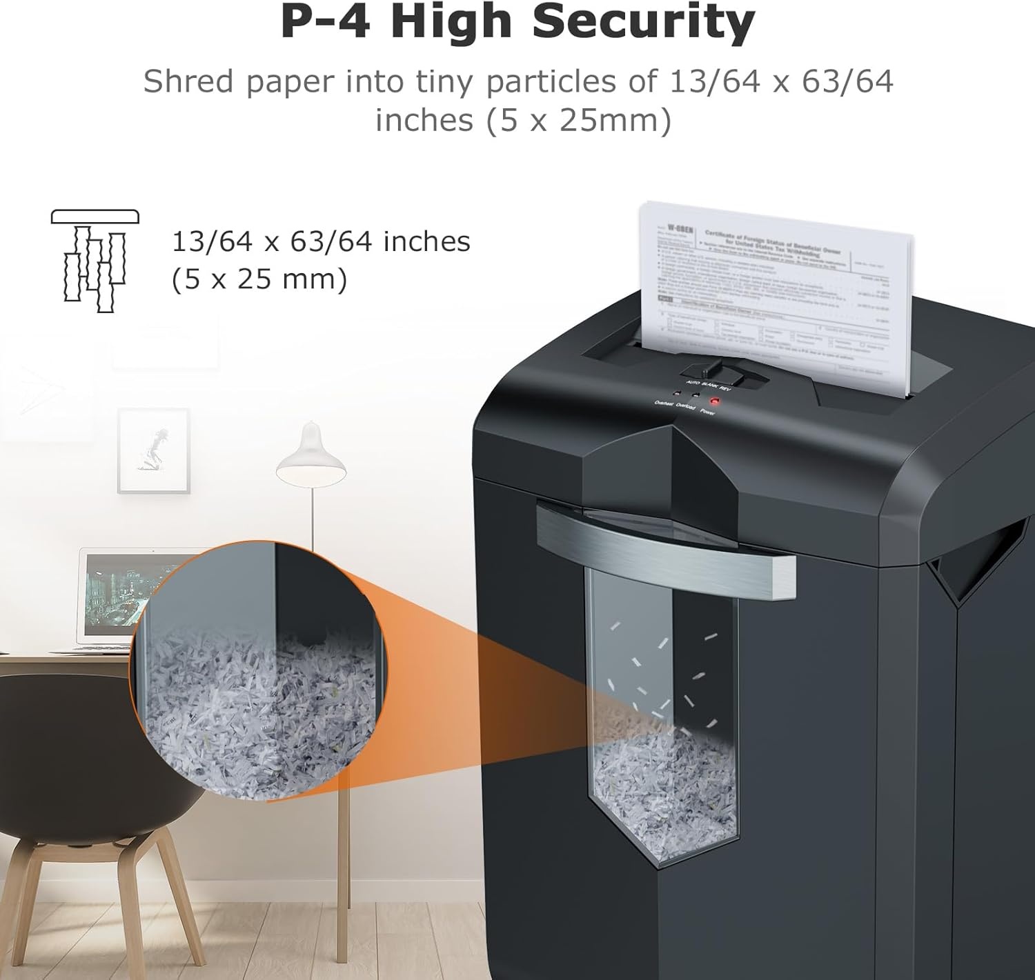 image:imageBonsaii 16Sheet Microcut Paper Shredder 60Minute Home Office Heavy Duty Shredder for CDCredit Card P4 Level with 6Gal Pullout Bin C149D1 8 Sheet Cross Cut