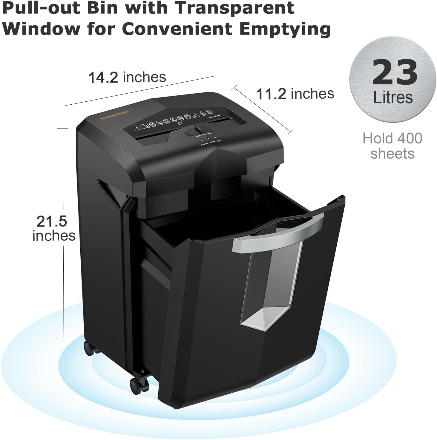 image:imageBonsaii 16Sheet Microcut Paper Shredder 60Minute Home Office Heavy Duty Shredder for CDCredit Card P4 Level with 6Gal Pullout Bin C149D1 8 Sheet Cross Cut