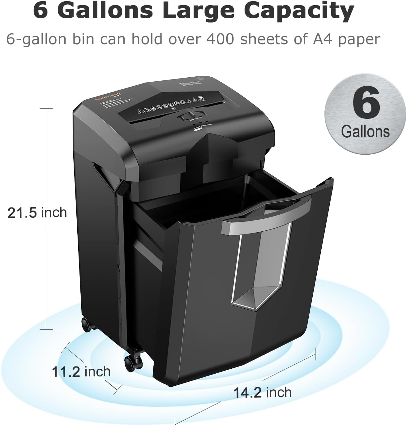 image:imageBonsaii 16Sheet Microcut Paper Shredder 60Minute Home Office Heavy Duty Shredder for CDCredit Card P4 Level with 6Gal Pullout Bin C149D16 Sheet Micro Cut