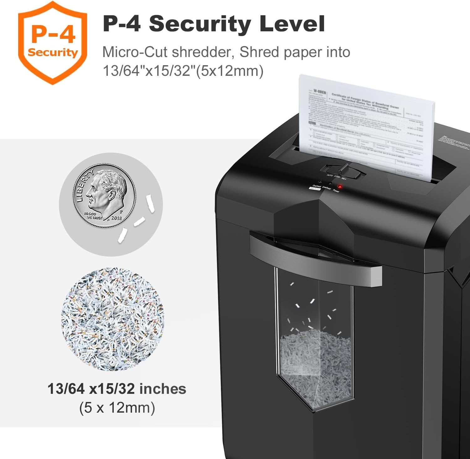 image:imageBonsaii 16Sheet Microcut Paper Shredder 60Minute Home Office Heavy Duty Shredder for CDCredit Card P4 Level with 6Gal Pullout Bin C149D16 Sheet Micro Cut